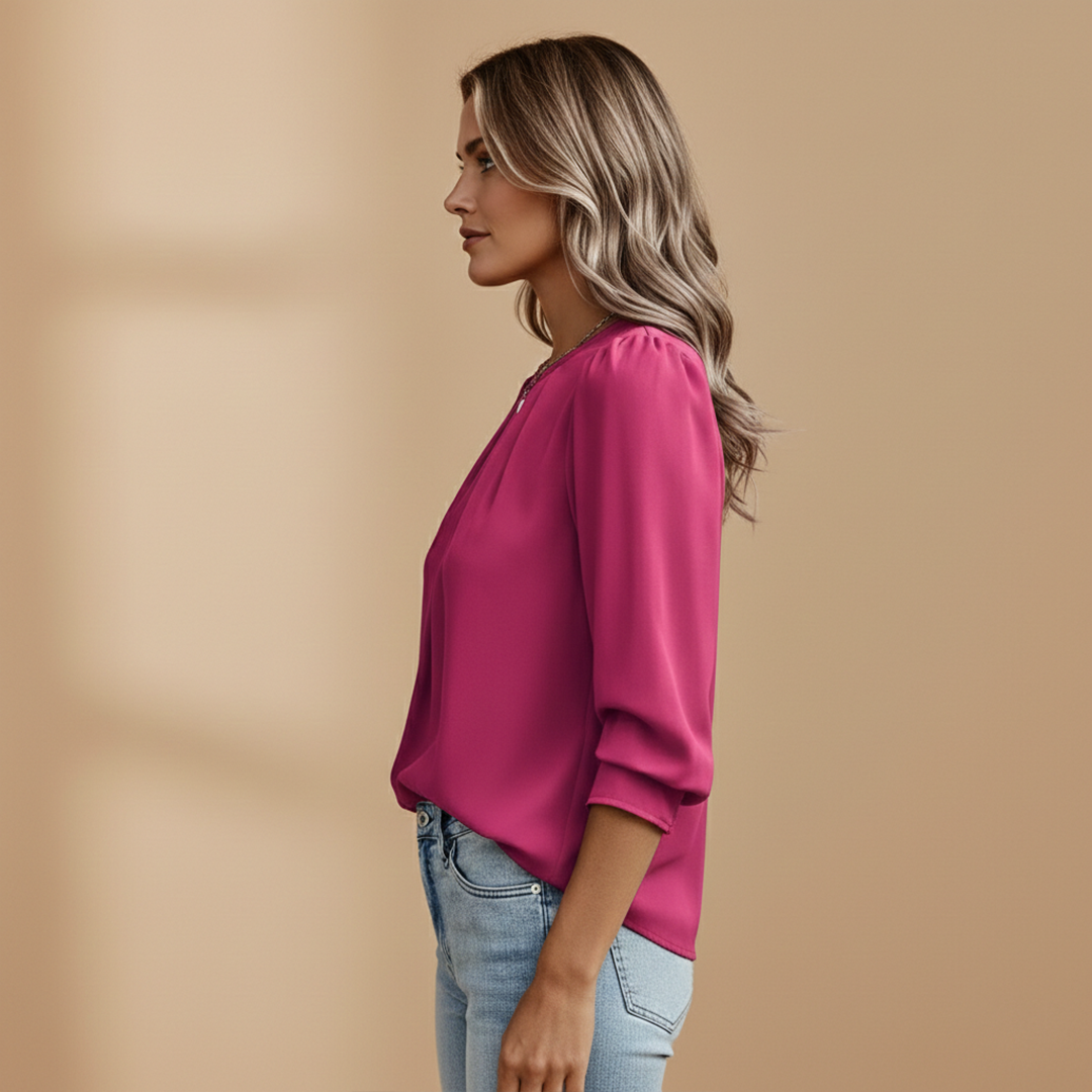 Women's Blouse with Pleats for Business and Formal Wear