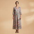 Women's Summer Dress with V-Neck and Floral Pattern