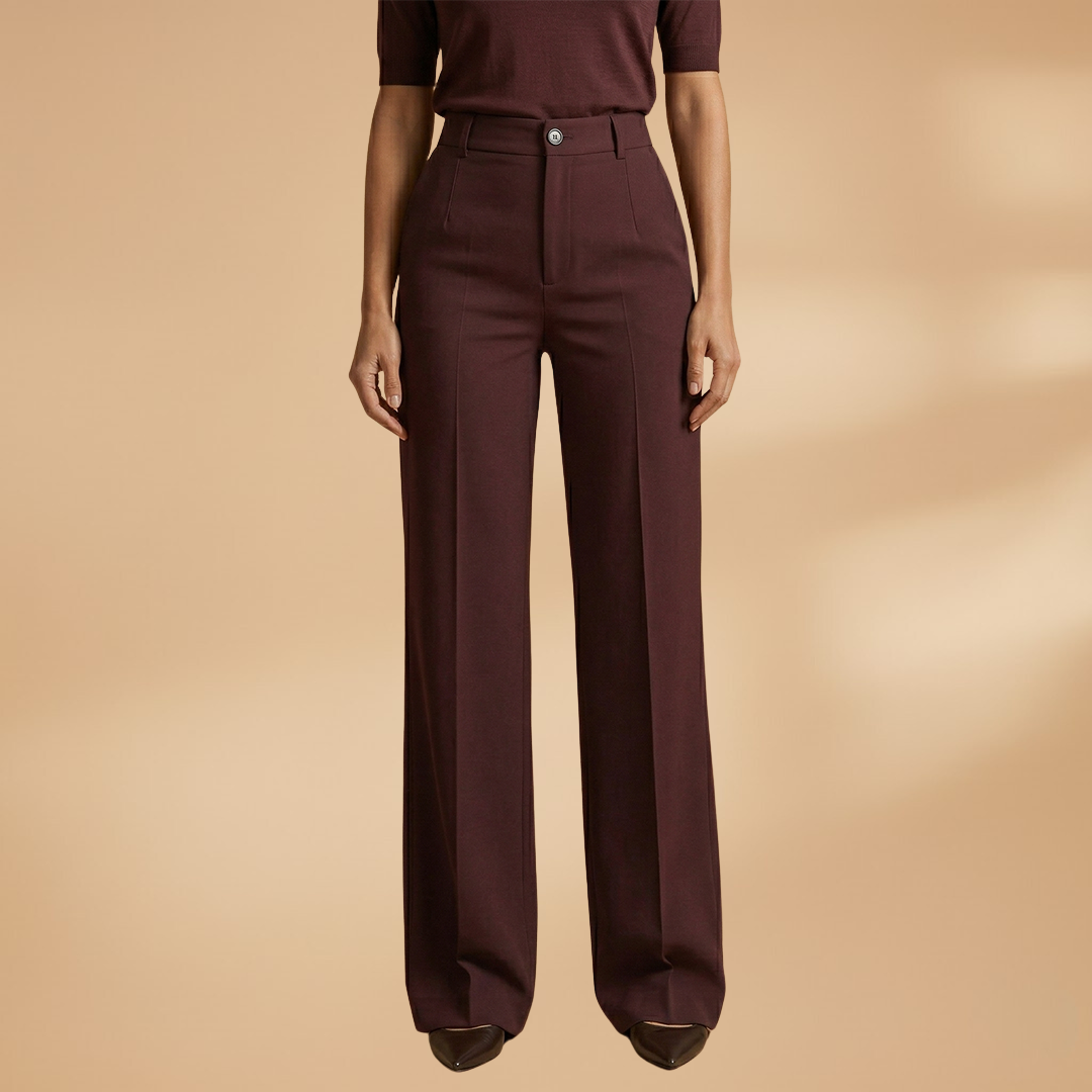 Women's Tailored Trousers with High Waist and Stretch Fabric