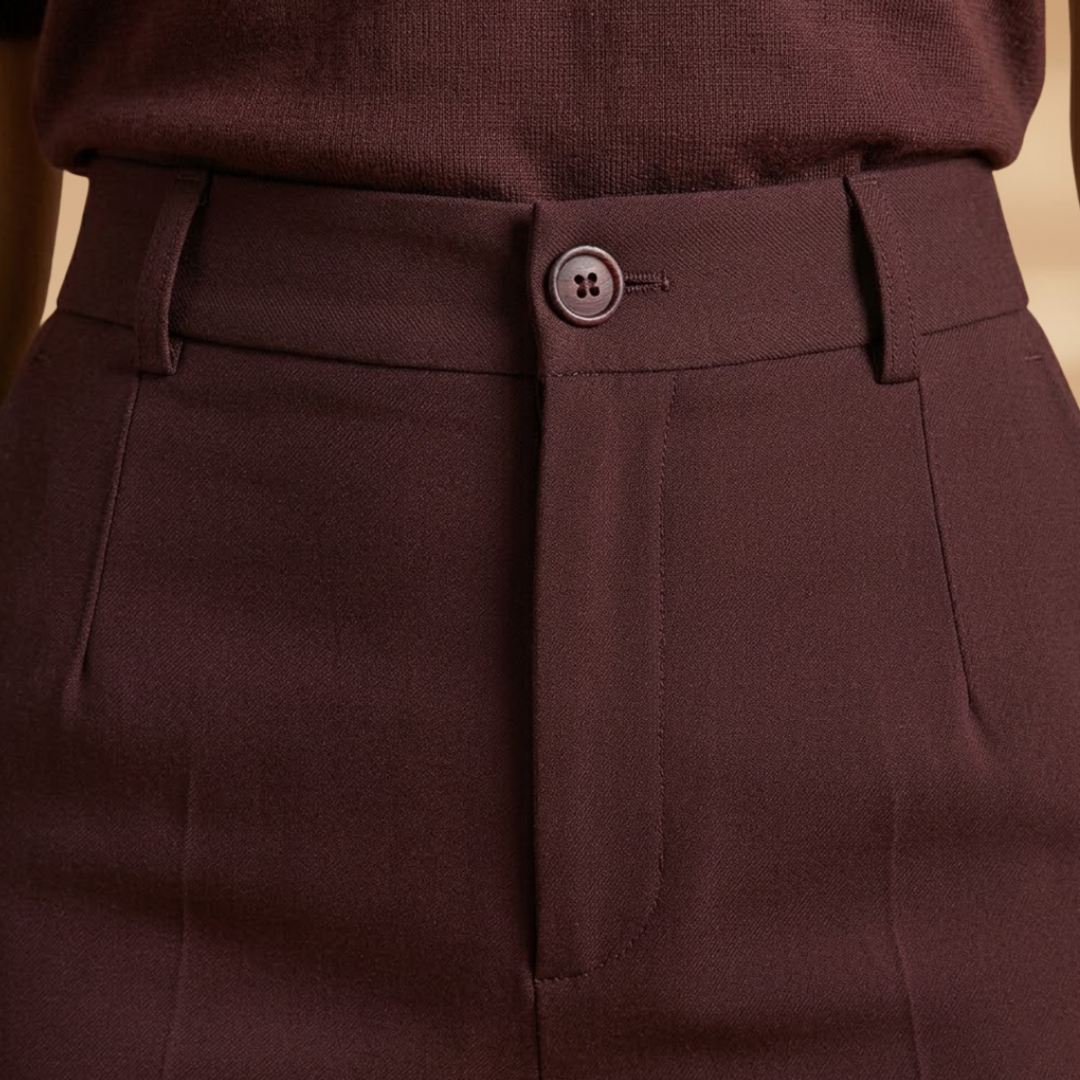 Women's Tailored Trousers with High Waist and Stretch Fabric