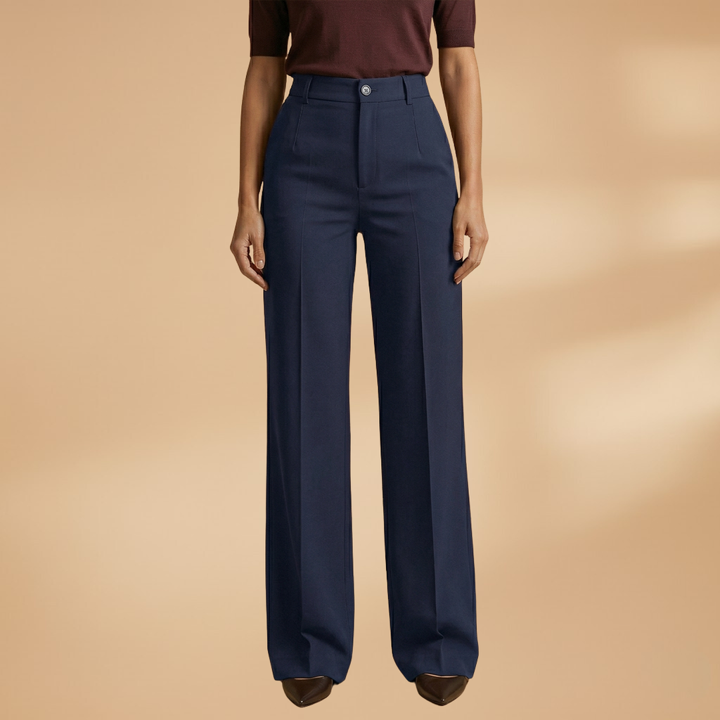 Women's Tailored Trousers with High Waist and Stretch Fabric