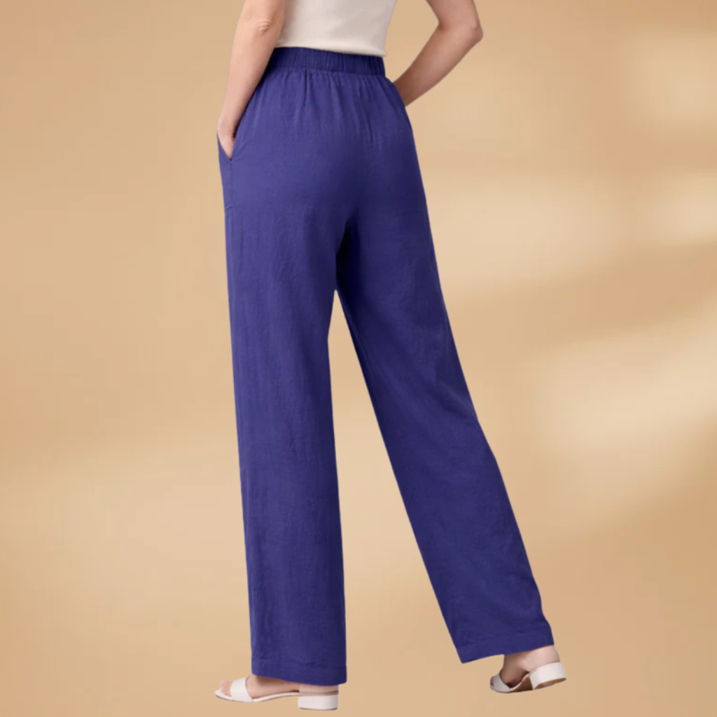 Women's Trousers with Elasticated Waistband and Side Pockets