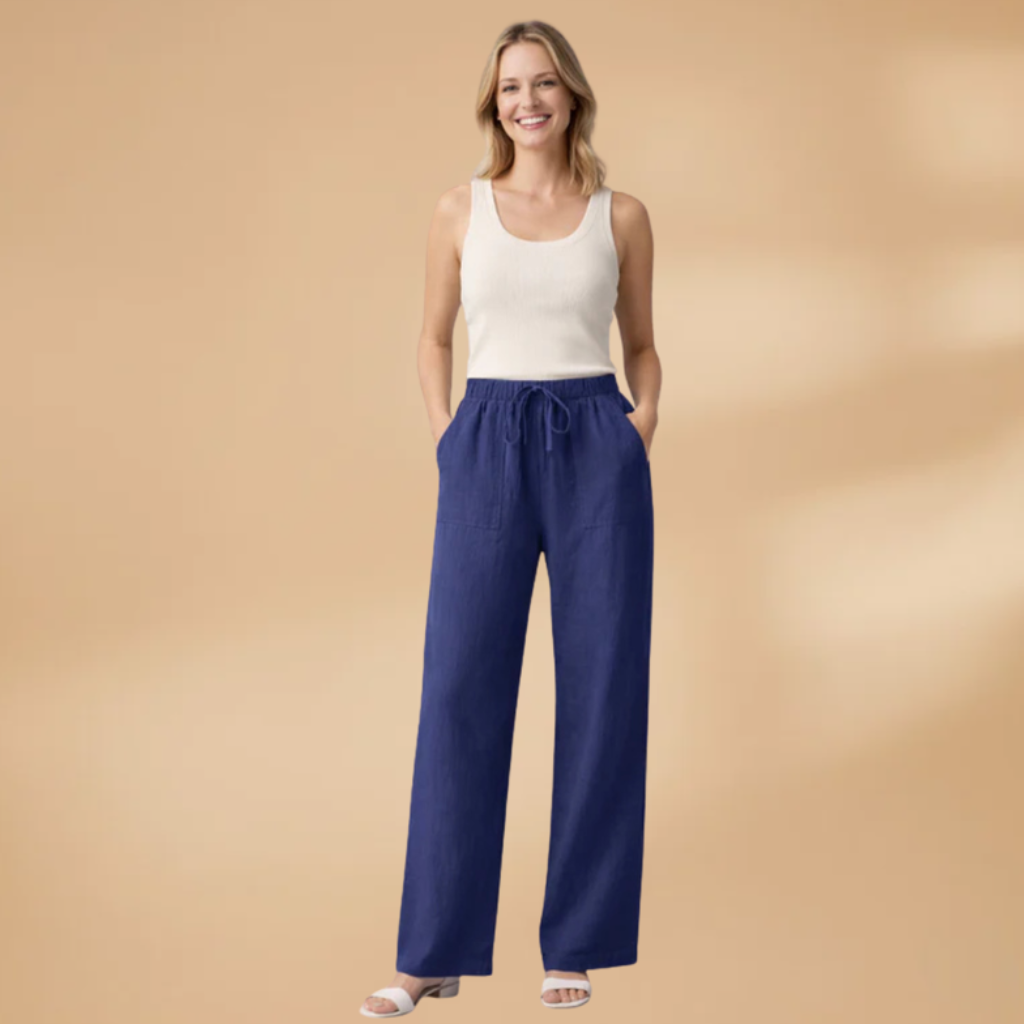 Women's Trousers with Elasticated Waistband and Side Pockets