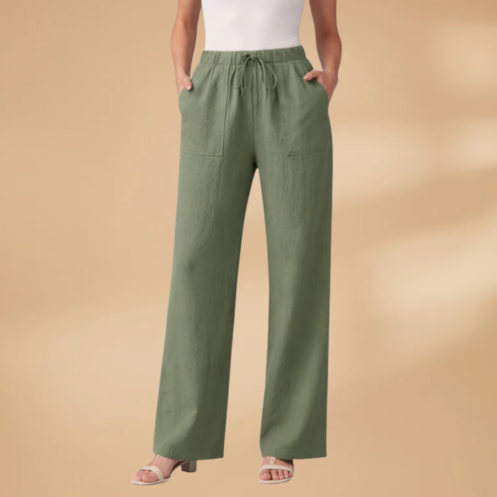 Women's Trousers with Elasticated Waistband and Side Pockets