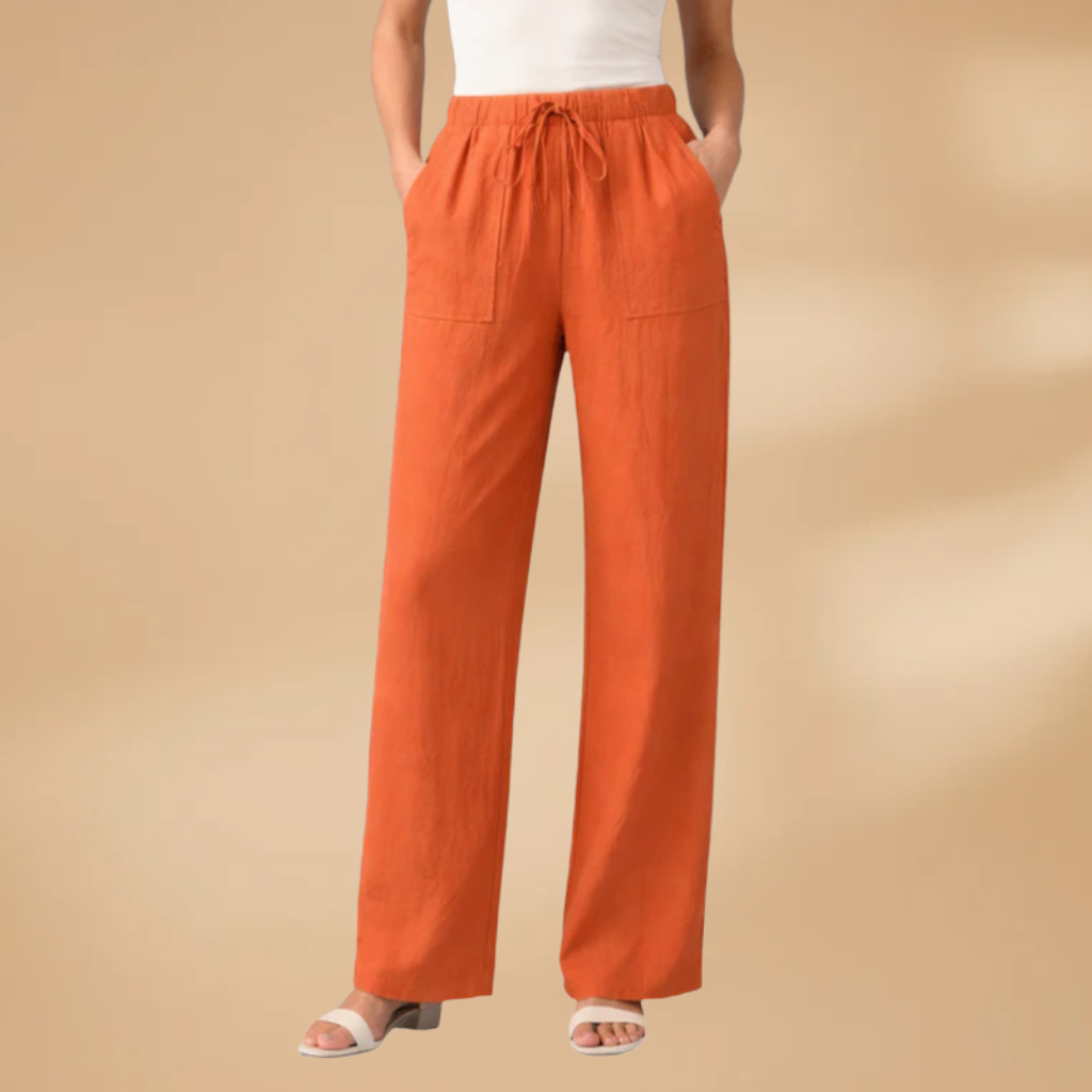 Women's Trousers with Elasticated Waistband and Side Pockets