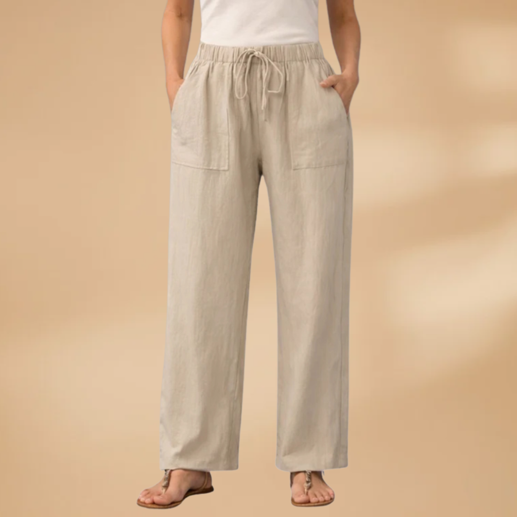 Women's Trousers with Elasticated Waistband and Side Pockets