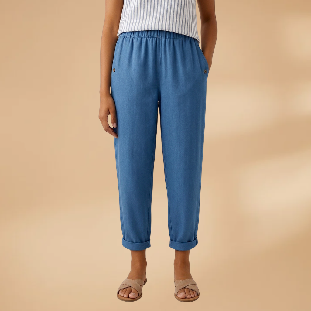 Women's Trousers with Straight Legs and Side Pockets