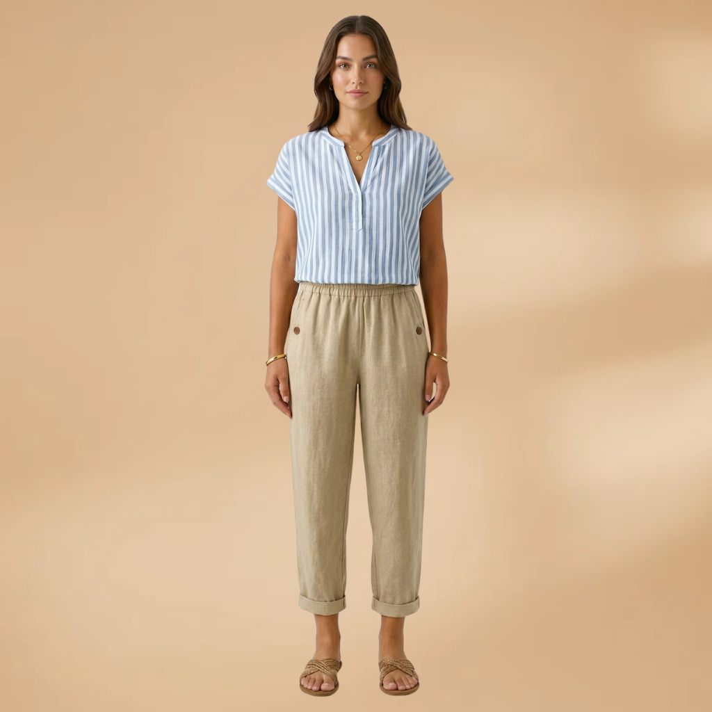 Women's Trousers with Straight Legs and Side Pockets