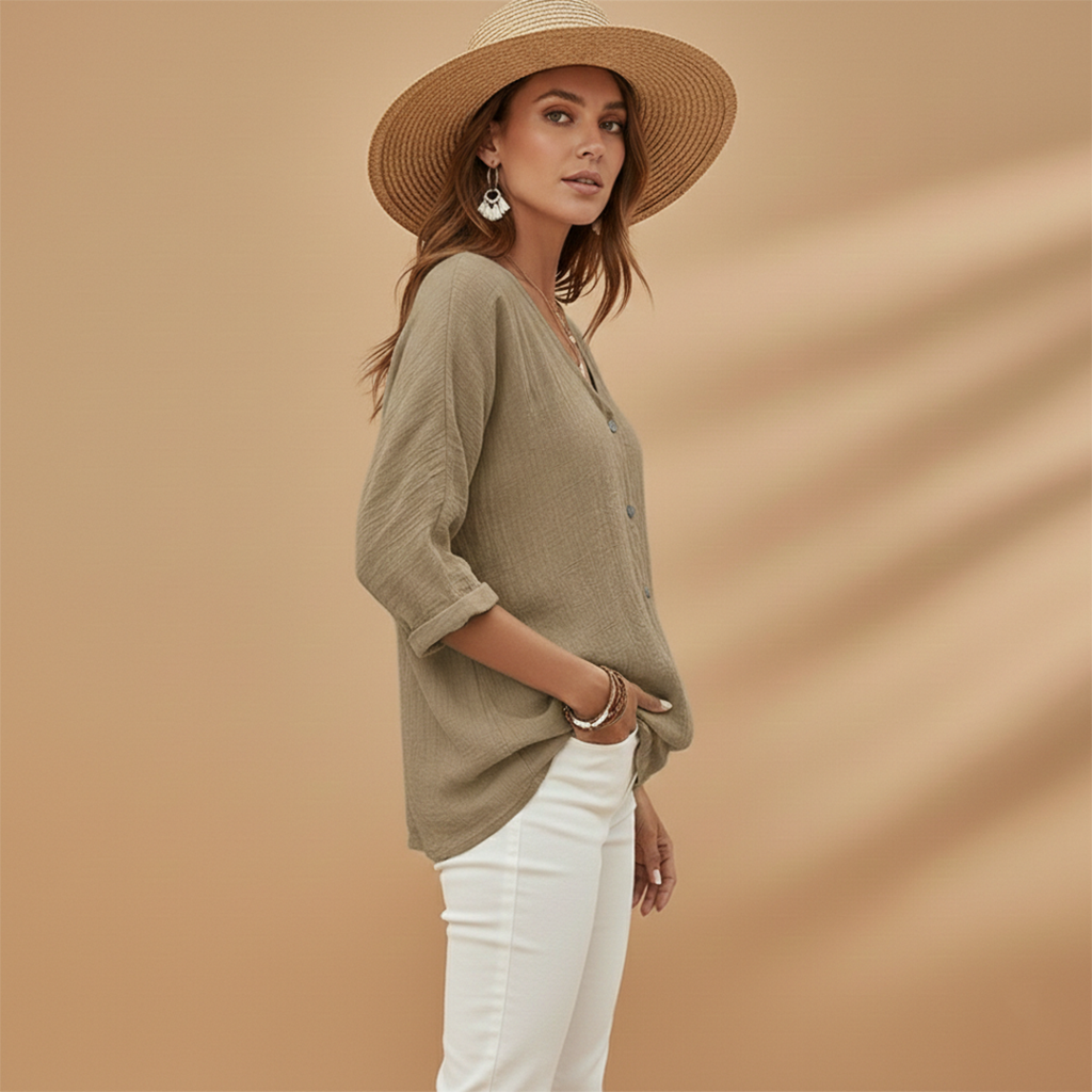 Women's V-Neck T-Shirt with Stylish Design