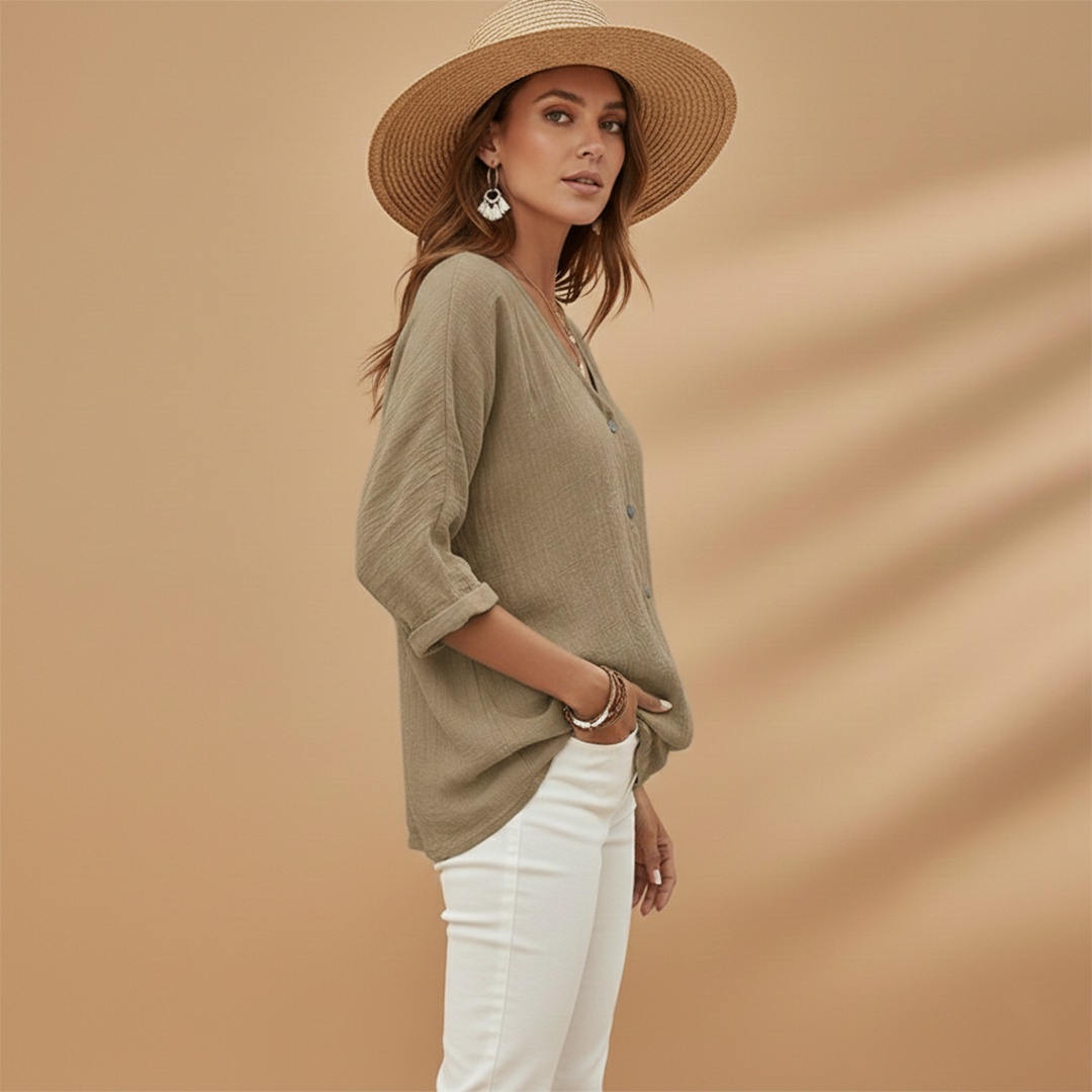 Women's V-Neck T-Shirt with Stylish Design