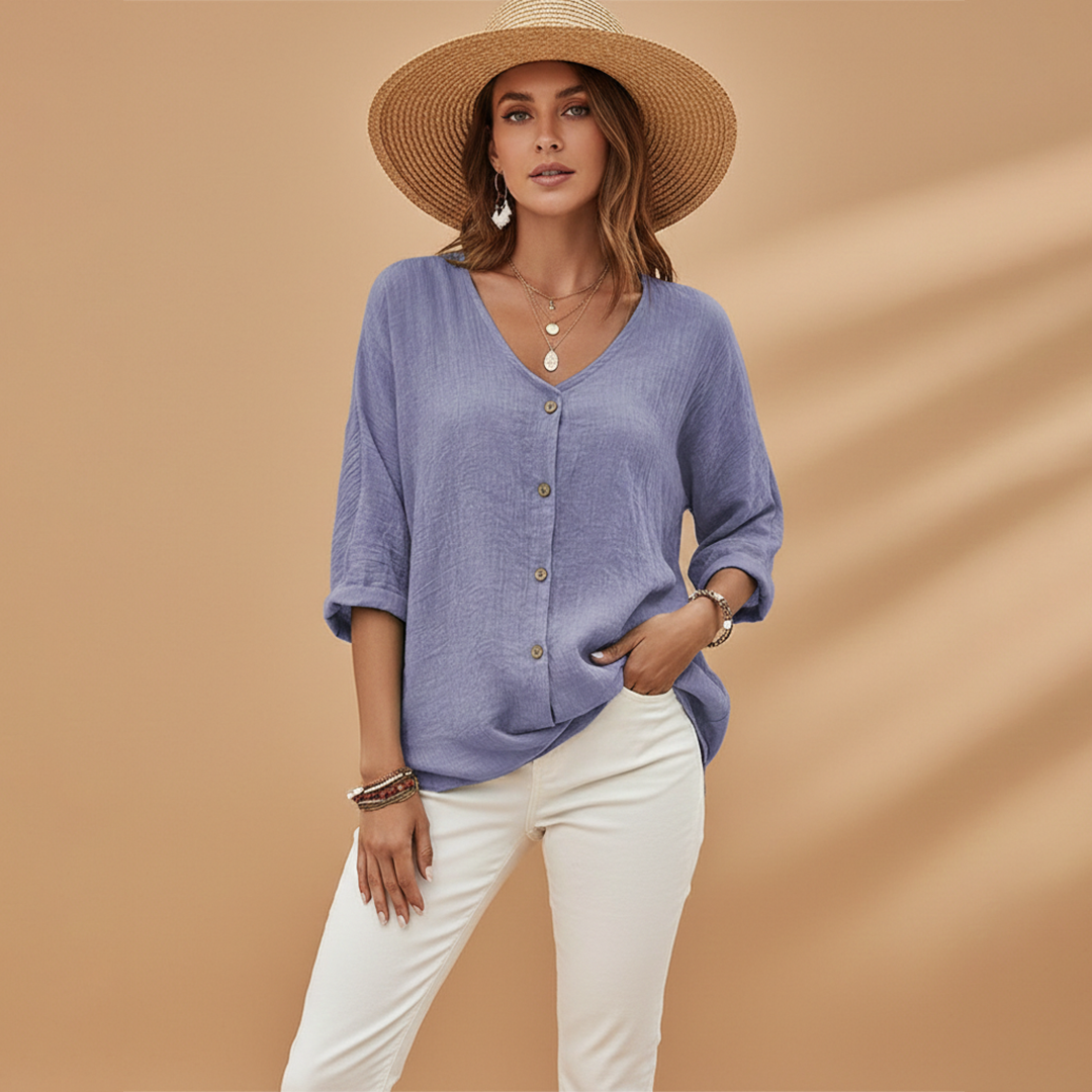 Women's V-Neck T-Shirt with Stylish Design