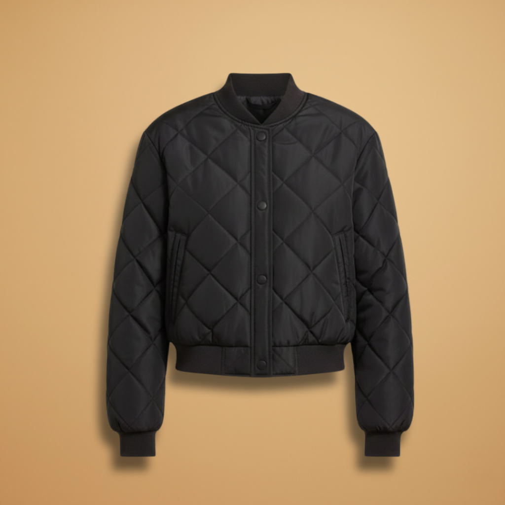 Women’s Bomber Jacket with Quilted Surface and Pockets
