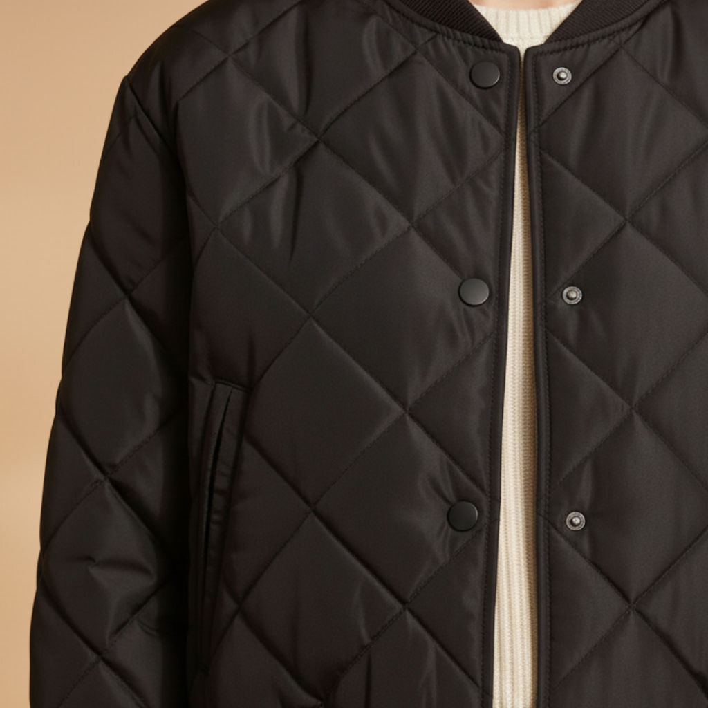 Women’s Bomber Jacket with Quilted Surface and Pockets