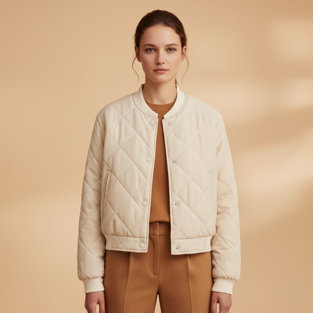 Women’s Bomber Jacket with Quilted Surface and Pockets