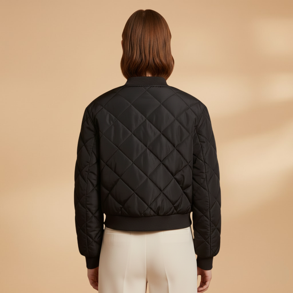 Women’s Bomber Jacket with Quilted Surface and Pockets
