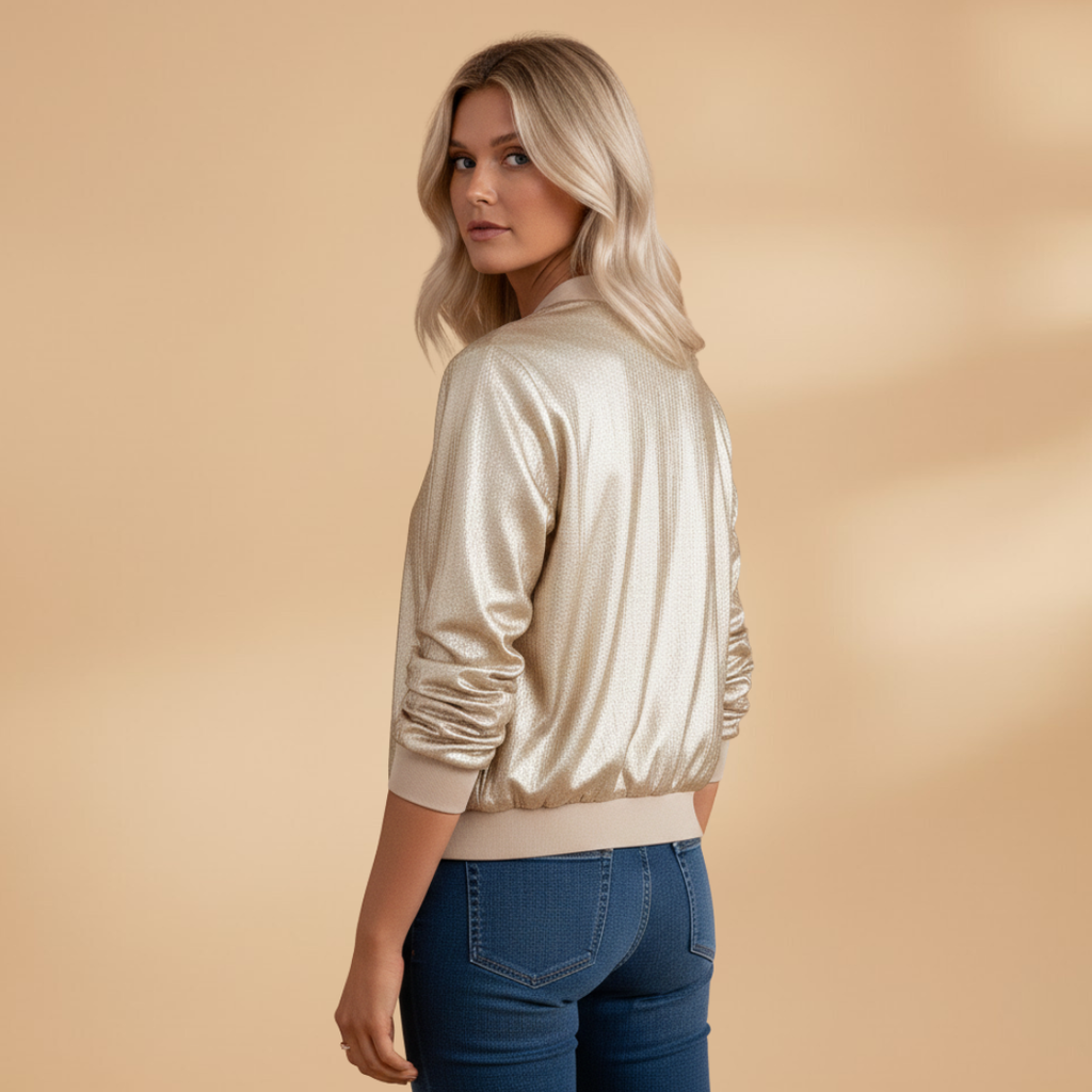 Women’s Bomber Jacket with Zip Closure and Side Pockets