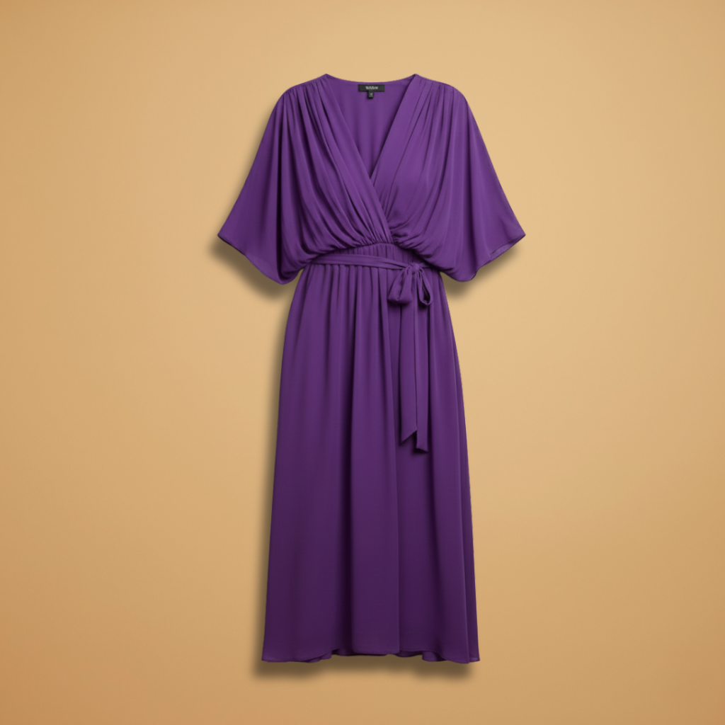 Women’s Chiffon Dress with V-Neck and Flowing Skirt