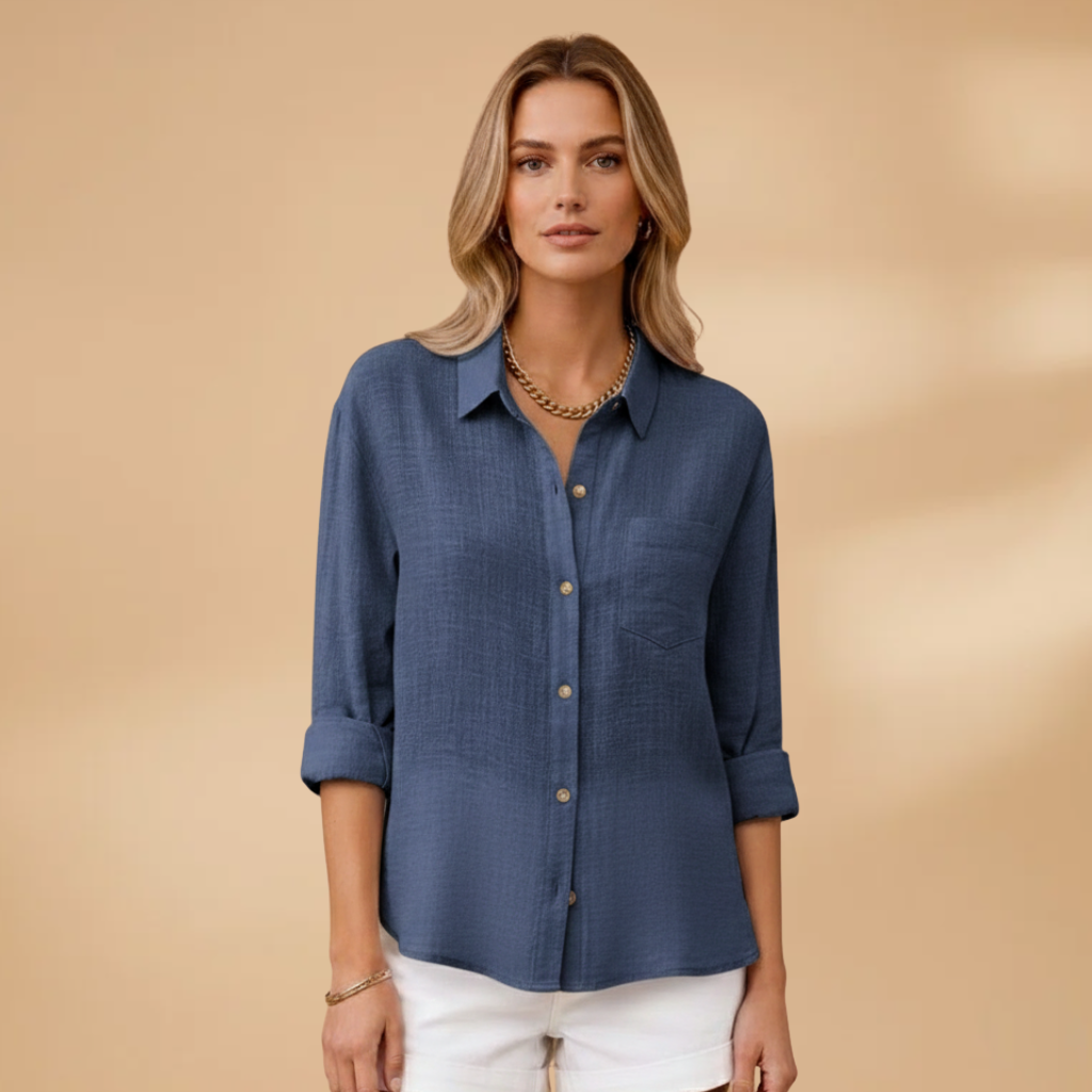 Women's Short Sleeve Blouse with Button Placket for Summer Wear