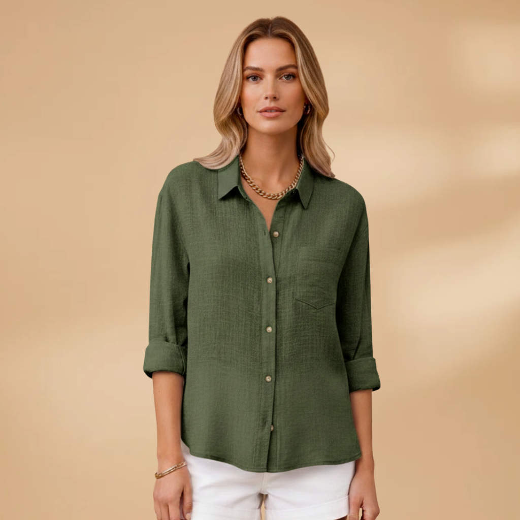 Women's Short Sleeve Blouse with Button Placket for Summer Wear