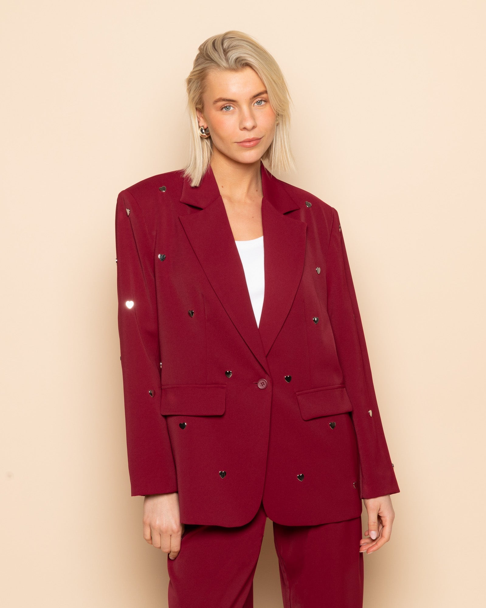 Dames blazer met hartjesdetail en studs