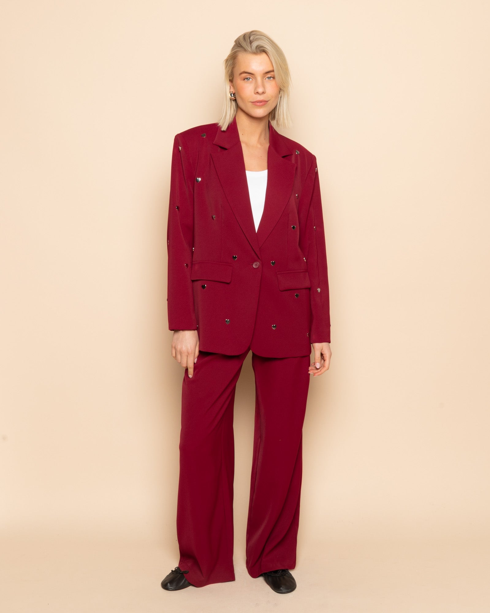 Dames blazer met hartjesdetail en studs