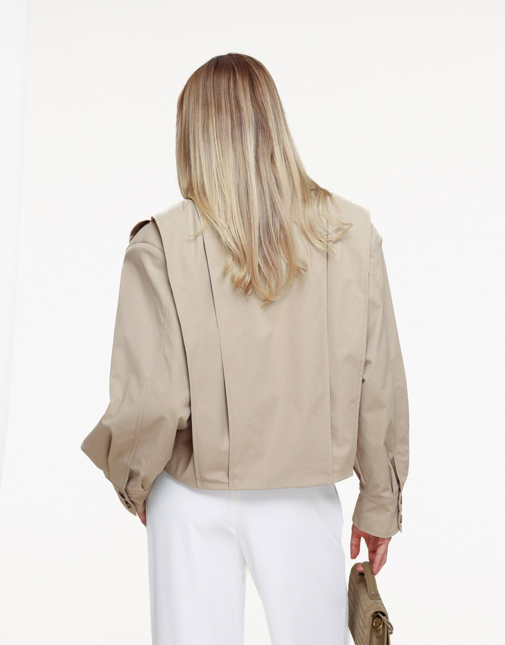 Korte trench coat met ballonmouwen voor dames
