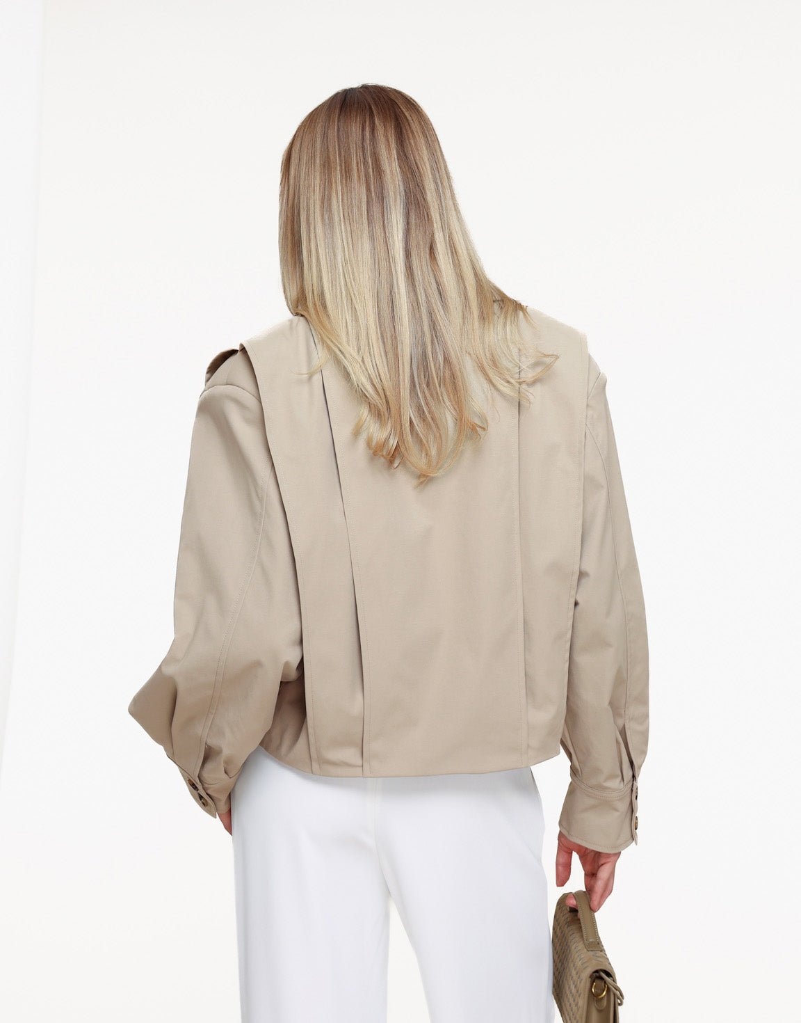 Korte trench coat met ballonmouwen voor dames