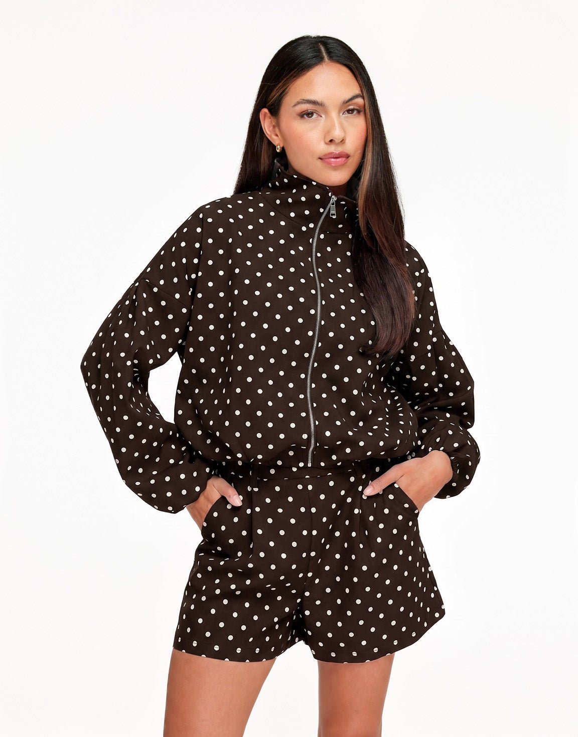 Oversized polkadot jas met wijde pasvorm