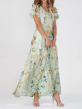 Faye | Dames Zomer Bloemen Maxi Jurk Met V Hals