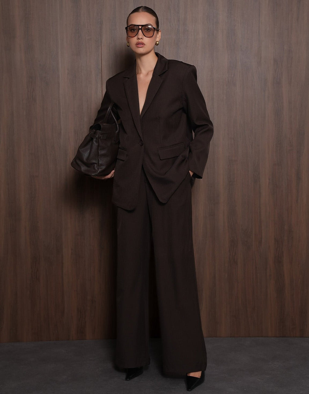 Donkerbruine Wijde Classic - Pantalon