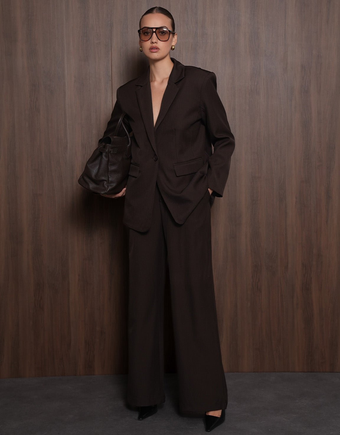Donkerbruine Wijde Classic - Pantalon