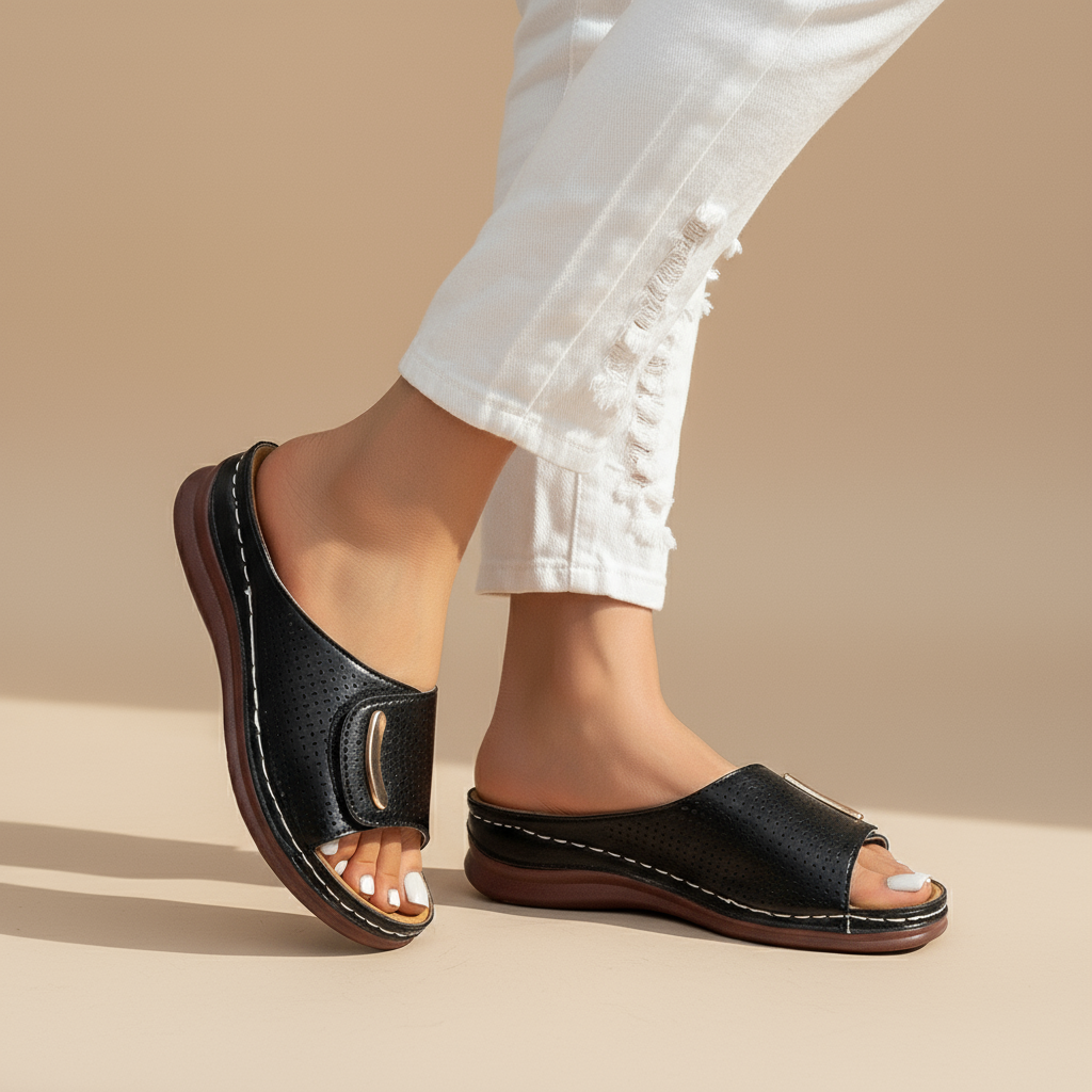 June | Women's Elegant Velcro Wedge Sandal
