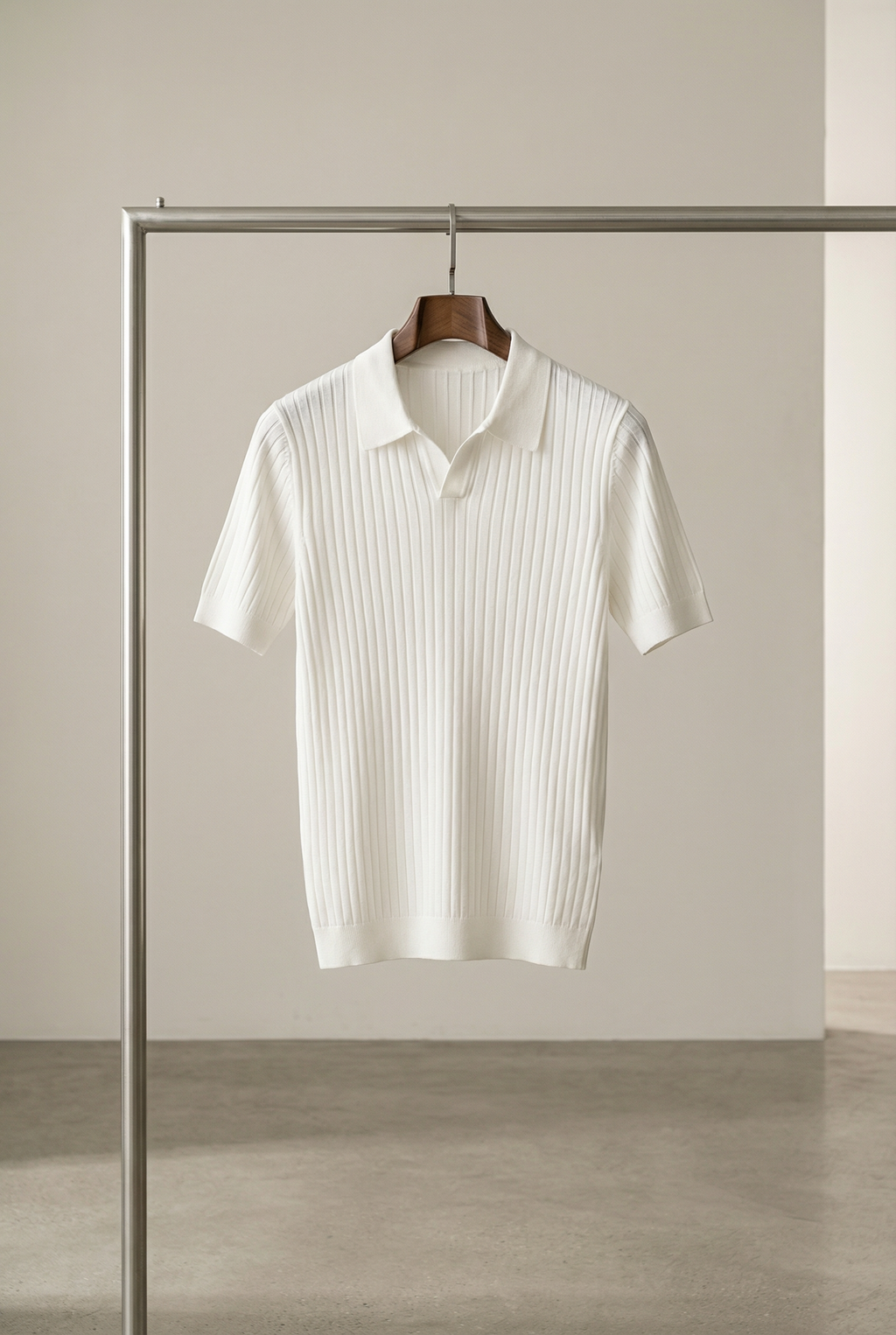 Men's Ribbed Slim Fit Polo Shirt