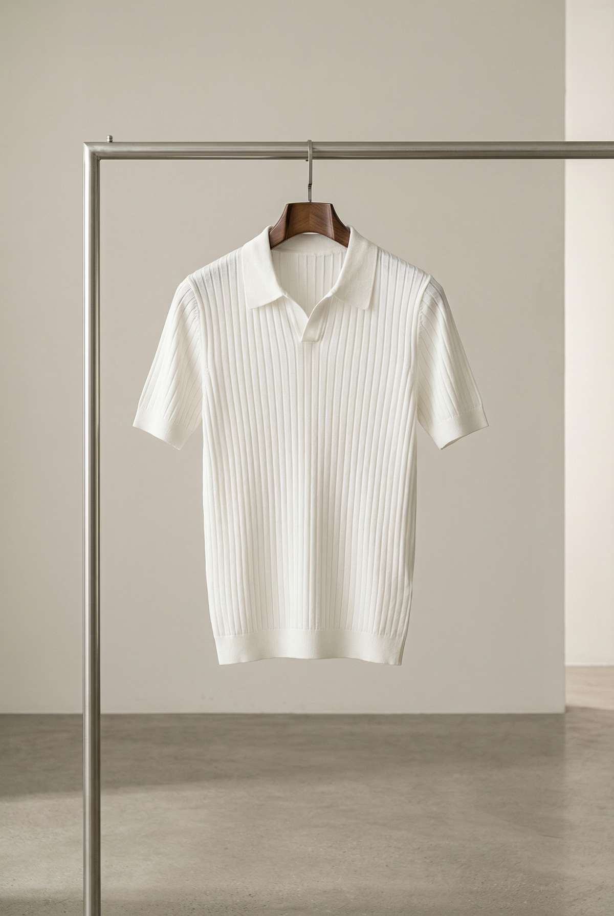 Men's Ribbed Slim Fit Polo Shirt