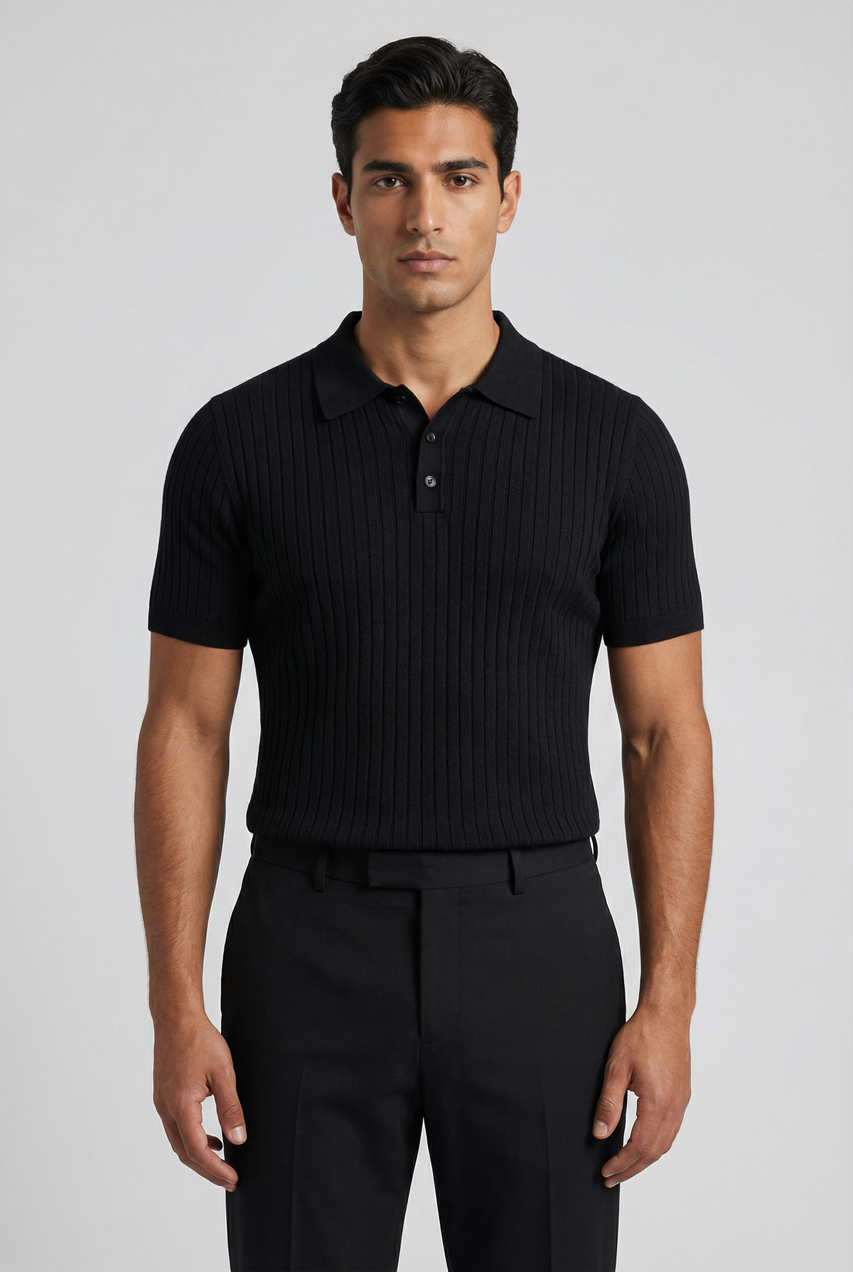 Men's Ribbed Slim Fit Polo Shirt