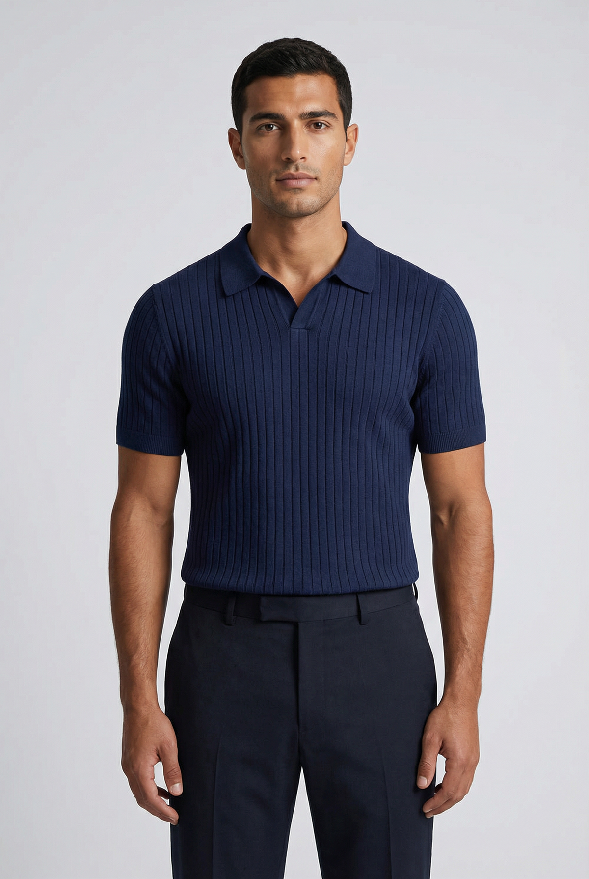 Men's Ribbed Slim Fit Polo Shirt
