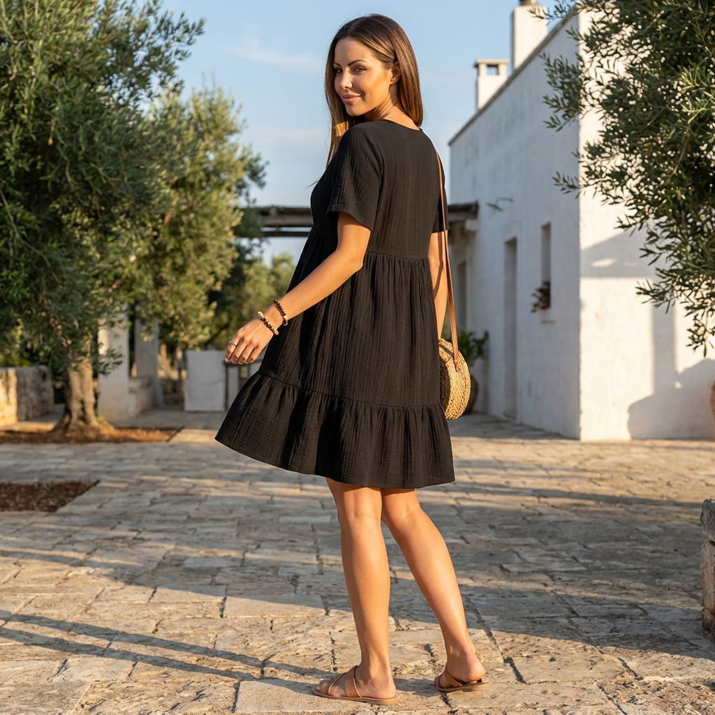 Liora | Women Midi Dress V Neck Flared Vintage Elegant Formal