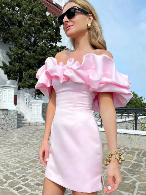 AITANA | Off-Shoulder Avondjurk met Ruffle Detail