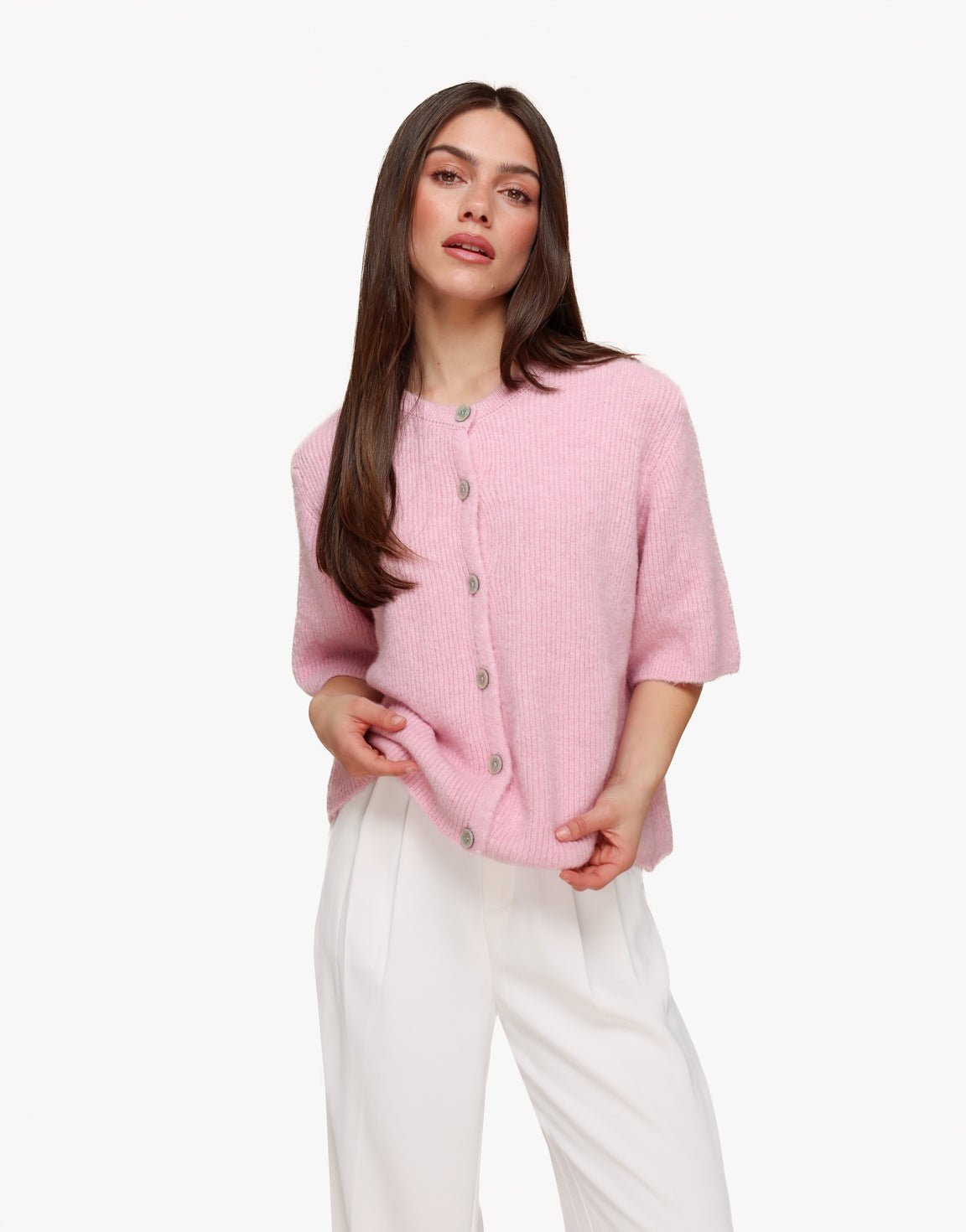 Gebreide cardigan met driekwart mouwen