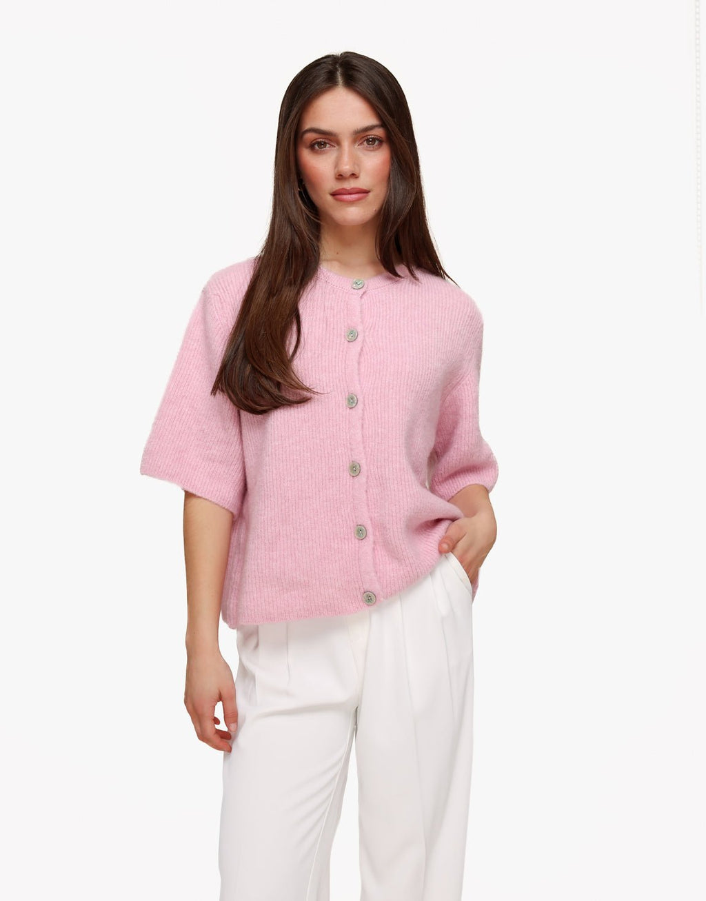 Gebreide cardigan met driekwart mouwen