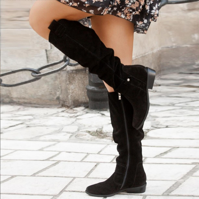 Tanja | Damen Herbst Over-the-Knee Stiefel mit Reißverschluss