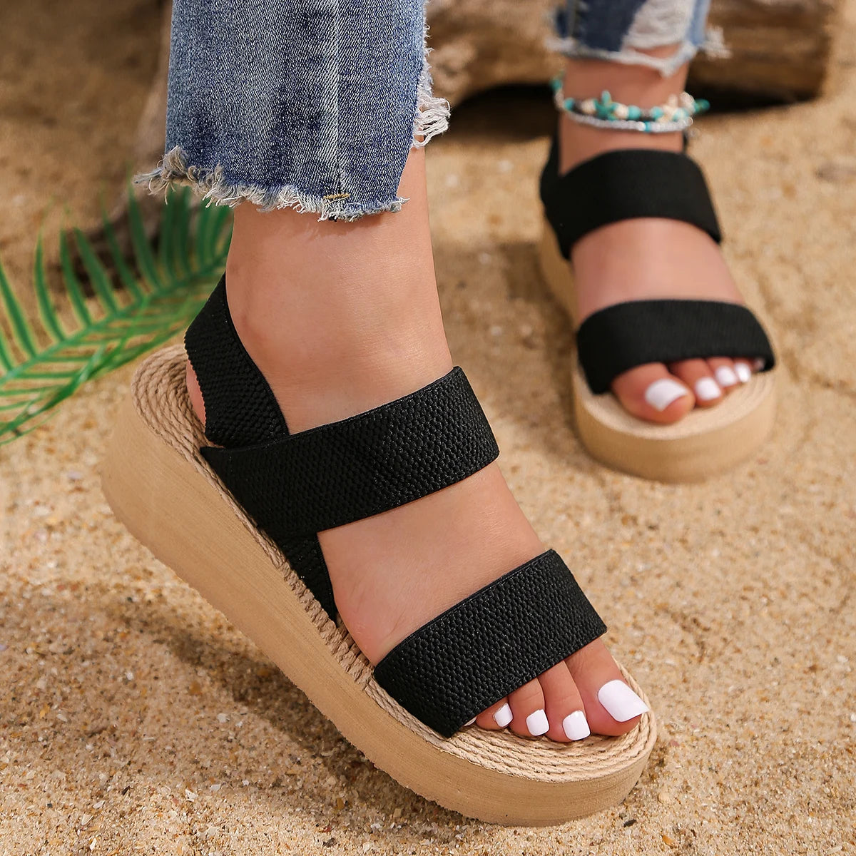 Nora | Women's Elastic Strap Platform Sandal