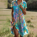 Dorothy | Dames Zomerjurk met Bloemenprint en Korte Mouwen