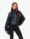 Oversized PU leren jack voor dames